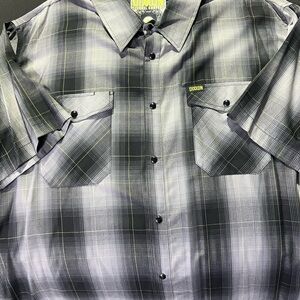 DIXXON Men's Gray and Black Plaid Shirt